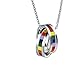 OAKKY GAY Pride Rainbow Double Cross Rings Pendant Necklace Lgbt Lesbian Flag with Chain Homosexual