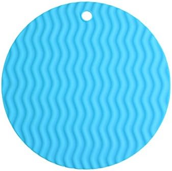 BOBILIFE-Round Silicone Trivets - Multi-purpose Silicone Pot Holders, Spoon Rest and Kitchen Table Mat - Insulated, Flexible, Durable, Non Slip Hot Pads and Coasters ( Pack of 2 Pieces ) (Blue)