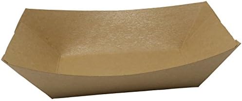 DHUROO Brown Paper Disposable Food Trays Pack of 25 | Natural Kraft Large 2 Lb Capacity Grease and Leak Proof Coated Sturdy Trays | FTB-001