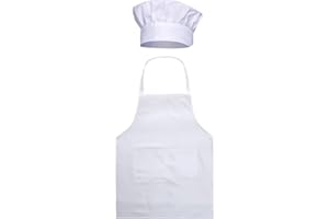 GOESUP Chef Apron Hat Set Adjustable Apron with Butcher Hat Baker Costume for Men and Women