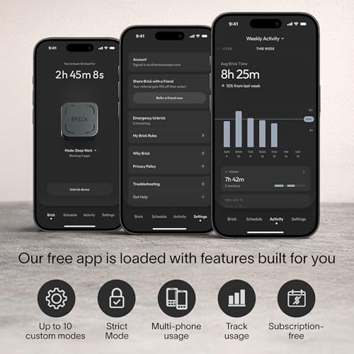 The Brick Phone Access Blocker Device for Cell Phones - Subscription-Free Phone Lock, Limits Smartphone Access, Reduces Screen Time & Improves Focus - High-Grade Magnet & Anti-Slip Silicone
