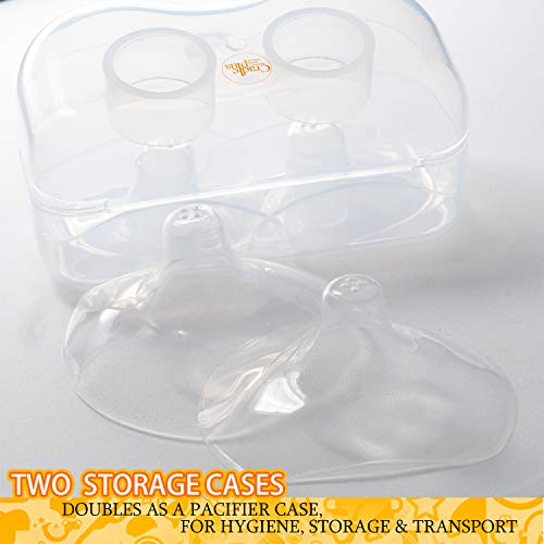 24mm Nippleshield with Carrying Case | Pack of 6-4 Nipple Shields with 2 Storage Cases | Breast Feeding Essentials - Protects Sore Nipples | Latch Assist for Flat or Inverted Nipples