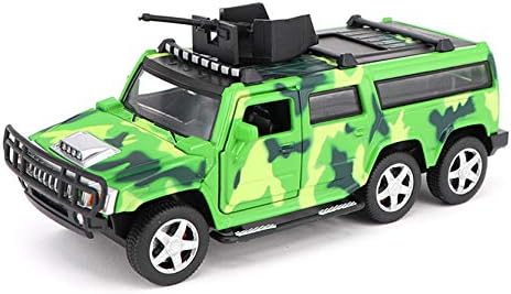 XSMP Alloy Police car Toy Simulation Child Ambulance Sports car Police car boy Pull Back car Model with Sound and Light (Hummer Off-Road Pickup Truck Camouflage Green)