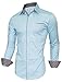 Tom's Ware Mens Fashion Casual Inner Plaid Long Sleeve Button Down Shirt TWNMS310A-310B-SKYBLUE-XL