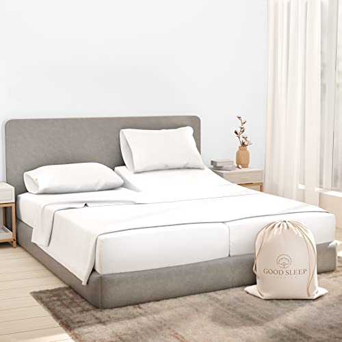 1000 Thread Count, Breathable Split King Size Cooling Sheets for Adjustable Bed, 100% Egyptian Cotton Bed Sheets, 5 Piece White Split King Bed Sheets Set - Soft 2 Deep Pocket Twin XL Fitted Sheets