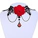 YAZILIND Lace Gothic Lolita Sexy Rose Pendant Tassel Choker Necklace 11in