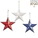 Country Americana 8 Inch Size 3D Metal Stars for Wall, Door, Window and Barn Decor | Set of 3 Red, White and Blue for 4th of July or Patriotic Celebration