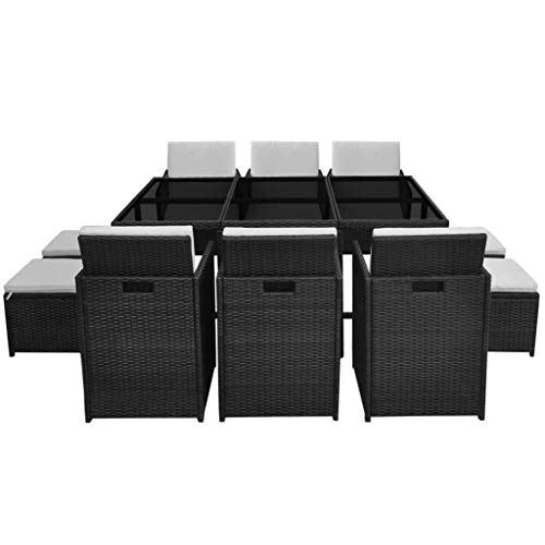Tidyard Garten Essgruppe 27-TLG. Poly Rattan Gartenmöbel Set Tischset Sitzgruppe | Tisch und Stuhl Set | Gartentisch und Stühle | Gartensofa Set – Bild 8