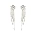 palettei Fashion Star Crystal Dangle Earrings for Women Gold Silver Color Front Back Hanged Long Tassel Earings Bohemian Jewelry (Silver)