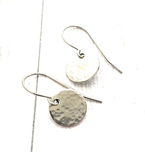 Stainless Steel Hammered Earrings, 12mm Disc Charms, 316L Surgical Steel Earwire