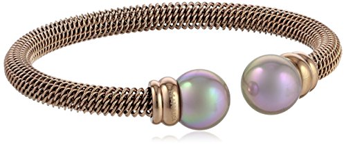 Majorica 12mm Simulated Pearls on Stainless Steel Bangle Bracelet