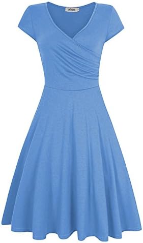 Women's Cross V-Neck Slim Knee Length Swing Elegant Casual Dress
