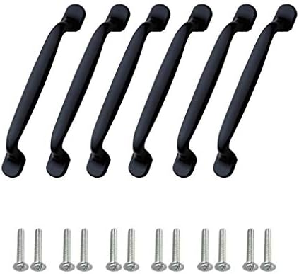 Youkap 6pcs Cabinet Door Handle, Cabinet Bow Pull for Cupboard Drawer Wardrobe of Kitchen Bedroom Furniture, Hole Centres: 128mm/5.03", Zinc Alloy，Black