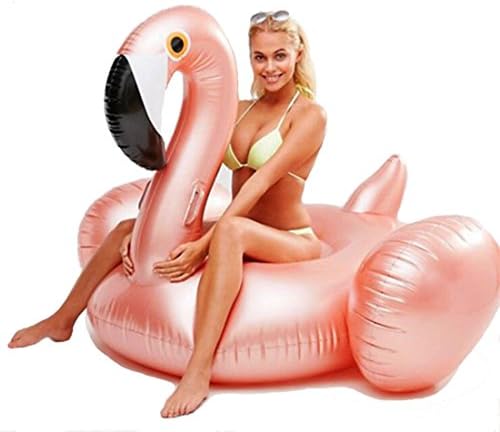 Inflatable Float Swimming Aids Pool Giant Flamingo Swim Floaties Animal Bird Ride Floating Boat Summer Lounger Raft Beach Toys Outdoor for Adults &amp; Children Rose Gold 75 x 75 x 51inch