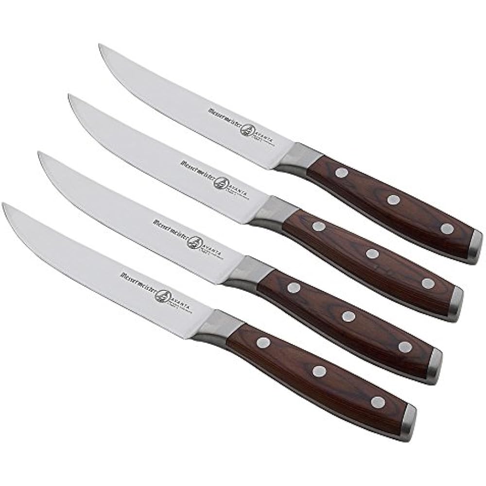 Messermeister Avanta 4Piece 5 Fine Edge Steak Knife Set, Pakkawood