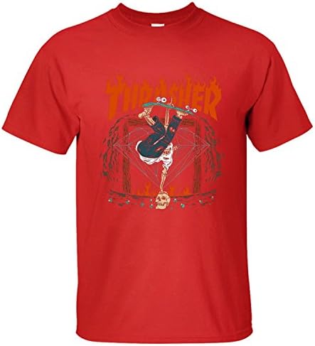 XBILLY Short-sleeve Thrasher Hellride Funny Skull Skating Men T Shirt red L