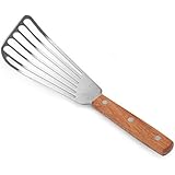New Star Foodservice 43068 Wood Handle Fish Spatula, 6.5" Blade, Silver