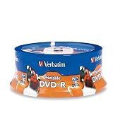 Verbatim 4.7GB Up To 16x White Inkjet PrintableHub Printable Recordable Disc DVD-R (25-Disc Spindle) 96191
