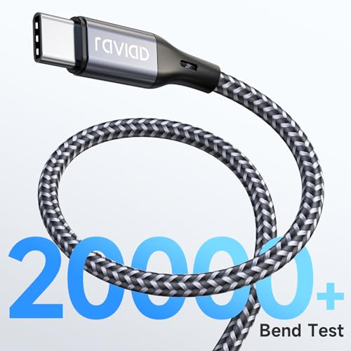 RAVIAD USB C to USB C Cable [2 Pieces 1M], 60 W USB C Charging Cable, PD 3.0 Fast Charging Cable USB C for iPhone 17 16 15 Pro Max, Samsung Galaxy S25/S24/S23/S22, MacBook Pro, Pad Pro/Air, Huawei - Grey