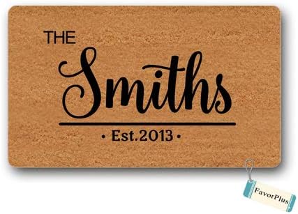 Doormat The Family Name Est. Year Text Personalized Custom Customized Entrance Outdoor/Indoor Non Slip Decor Funny Floor Door Mat Area Rug for Entrance 15.7x23.6 inch