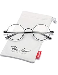 Pro Acme Non Prescription Clear Lens Glasses Retro Small Round Metal Frame (Black)