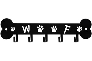 WCCDXGP Dog Leash Holder for Wall Key Hooks Decorative 5 Hooks for Wall Decorative Animal Storage Rack Adhesive Black Key Hol