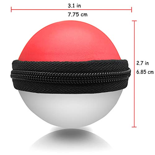 Portable Carrying Case for Nintendo Switch Pokemon Ball Plus Controller, 2in1 Accessory Bag for Pokemon Lets Go Pikachu Eevee Game for Nintendo Switch Carrying Case+Silicone Cover (White Red)