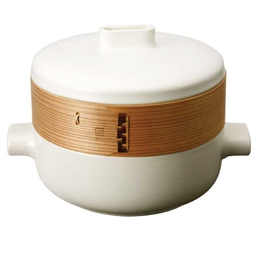 JIA Inc. Steamer Set Large Set (Ceramic Steamer Pot and Lid + Cedar