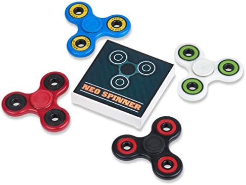 EDC Fidget Spinner Toy Durable Concave Caps (No Lead Or Mercury) Hybrid Ceramic Bearings - Non 3D Printed - ADHD Relief - Multiple Colors Available Tri-Spinner (Blue Body - Yellow Bearings)