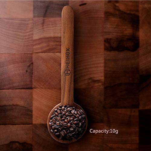 image for Xihong Long Handle Coffee Scoop - Heihox Wooden Coffee Spoon in Black 