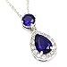 FC JORY White Gold GP Blue Silver color CZ crystal Teardrop Bridal Necklace Earrings Jewelry Set for Brides Bridesmaids