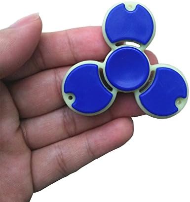 Small Fidget Spinner, WINONE Plastic Hand Spinner Glow In The Dark Small Size Designed for Children / Kids Stress Reducer Helps Focus Relieve ADD ADHD ANXIETY (3-R-BLUE)