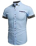 Coofandy Men's Fashion Turn Down Collar Casual Shirt Short Sleeve Dress Shirts
