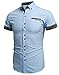 Coofandy Men's Fashion Turn Down Collar Casual Shirt Short Sleeve Dress Shirts