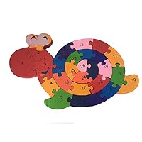 BayShow Wooden Alphabet Puzzle - Turtle Letters Numbers Block Toys for Kids, Learn ABCs and 123s, Non-Toxic Paint