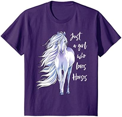Kids Just A Girl Who Loves Horses T Shirt Horse Riding Equestrian 8 Purple