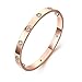 MultiBey 18K Rose Gold Plated Bangle Bracelet, Stainless Steel with Crystal, Screwdriver Opening Love Bracelets for Women and Men (Big/ 7.5