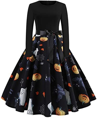 Amazon ワンピース レディース ハロウィン 仮装 可愛いコスプレ イベント コスチューム 長袖 パーティー衣装 ドレス かぼちゃ柄 骷髅柄 魔女 かぼちゃ２ S コスプレ 仮装 通販