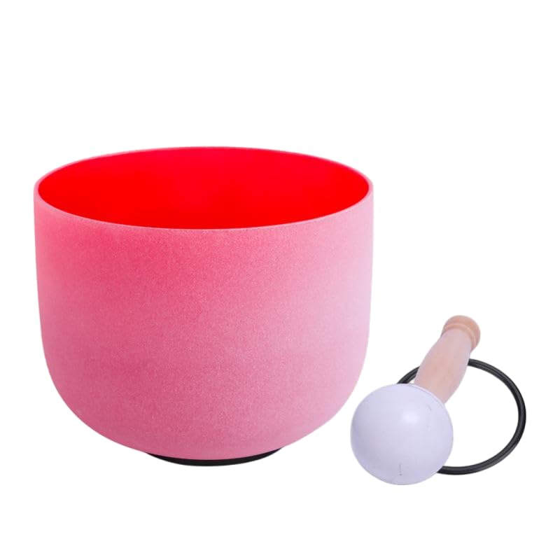 ENERGYSOUND 10 inch C Root Chakra Red Color Frosted Quartz Crystal Singing Bowl_Sound Healing & Yoga Meditation