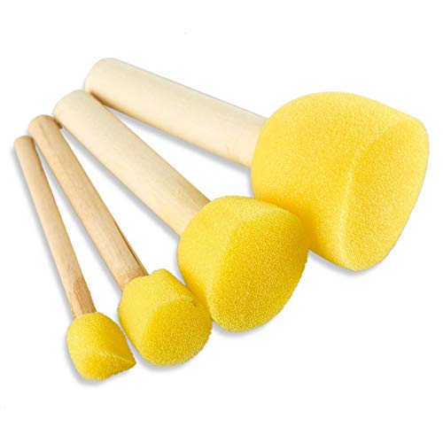 Timoo 60 Pcs Round Sponges Brush Set, Kids Painting Tools for Arts and Crafts, Stencils, Painting (4 Sizes) - Thumbnail 6