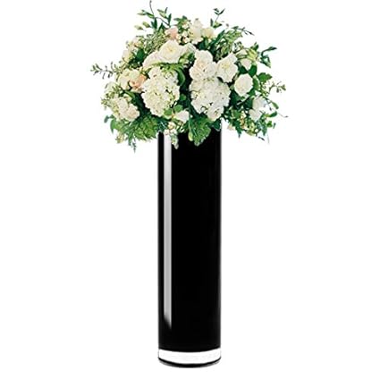 Amazon Com Cys Excel Hand Blown Black Glass Cylinder Vase Flower