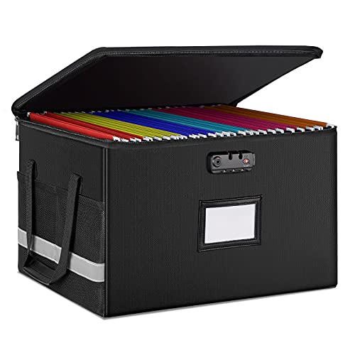 File Box with Lock, Fireproof File Box File Storage Organizer