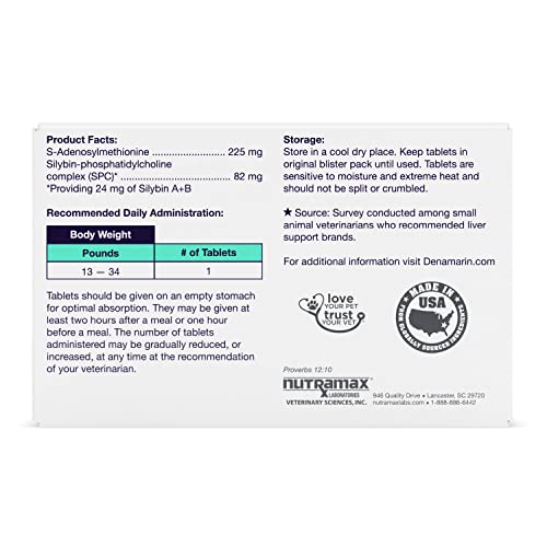 Nutramax Denamarin Liver Health Supplement for Medium Dogs With S