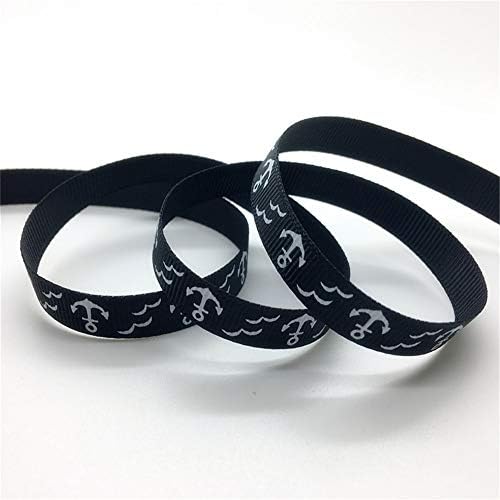 High Five Store : 5 Yards 3/8'' 10mm Printed Ship's Anchor Grosgrain Ribbon Hair Bow/Christmas/Wedding DIY Sewing Pick Color #GD31-40