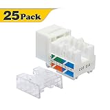 VCE 25-Pack Cat6A RJ45 90-Degree Keystone Jack Insert, Ethernet UTP Cat6A Keystone Jacks UL Listed