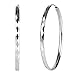 925 Sterling Silver Hoop Earrings, Silver Earrings Hoops 3mm Wide Diamond Cut Hoop Earrings Large Hoop Earrings Silver Endless Hoop Earrings for Women 30/40/50/60mm