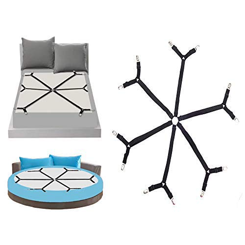 GOODTIMES Update Bed Sheet Clips, Adjustable Sheet Straps Suspenders Gripper Fastener, 6 Sides Triangle Heavy Duty Fuit for Round and Square Mattress Cribs and Shape, Keeping Your Sheets in Place