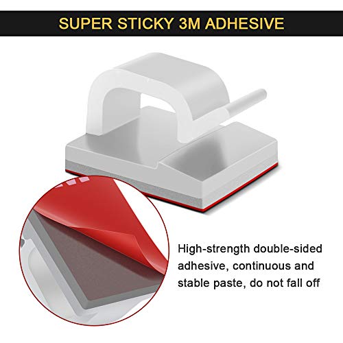 JIRVY Self Adhesive Cable Clips Black Management Wire Clip Cord Holder 100 Pack (Model R White) - Thumbnail 2