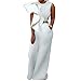 Bodycon4U Women's Sexy Ruched Ruffle Wide Leg Pants Bodycon Clubwear Jumpsuit Rompers White L