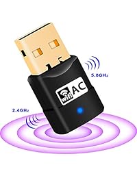 Adaptador WiFi USB Adaptador inalámbrico de banda dual de 600 Mbps, adaptador WiFi Dongle para PC Desktop Laptop Mac, compatible con Windows 10 8 8.1 7 Vista XP 2000, Mac OS 10.6 10.14, Plug and Play